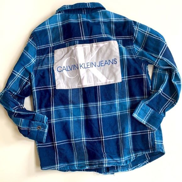 Calvin Klein Jeans Plaid Button Up Boys Shirt sz 4 - Picture 5 of 5